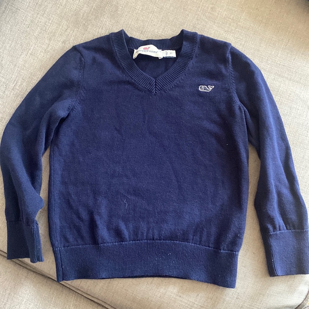 Vineyard Vines Little Girl 100% Cotton Navy Blue Lightweight V-Neck Sweater 3T